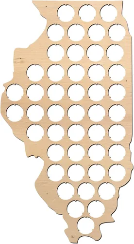 Vista 8 de All States Beer Cap Map Connecticut – 16 x 12 pulgadas – 56 tapas – Connecticut Beer Cap Holder – Madera contrachapada de abedul