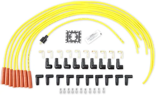 Vista 2 de ACCEL 4038 Super Stock Juego de cables de bujía - 0.315 in - Amarillo con botas rectas naranjas