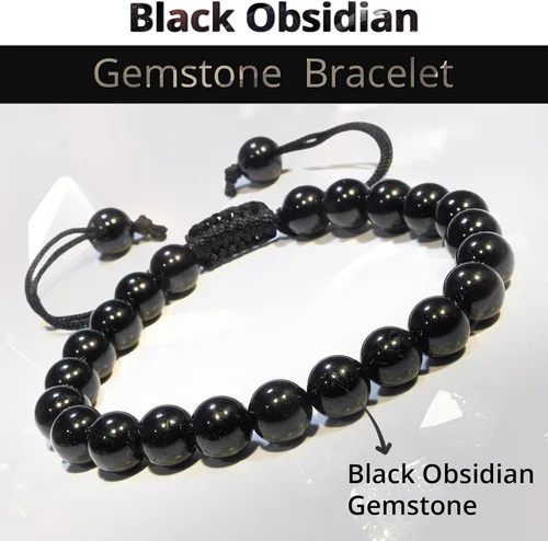 Vista 238 de Adjustable Crystal Bracelet – Gemstone Bead Bracelet with Adjustable Macrame String – Chic Gemstone Bracelet for Men and Women – 8mm Round Healing