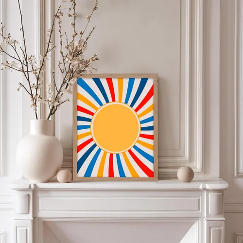 Vista 5 de Poster Master Sun Poster - Retro Rainbow Sun Print - Groovy Abstract Design - Geometric Shapes Design - Modern & Trendy Art - Chic Boho Decor