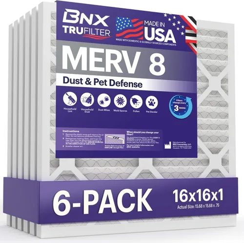 Vista 11 de BNX TruFilter - Filtro de aire MERV 8 de 10 x 10 x 1 pulgadas (paquete de 6) – Fabricado en Estados Unidos – Defensa contra polvo y mascotas