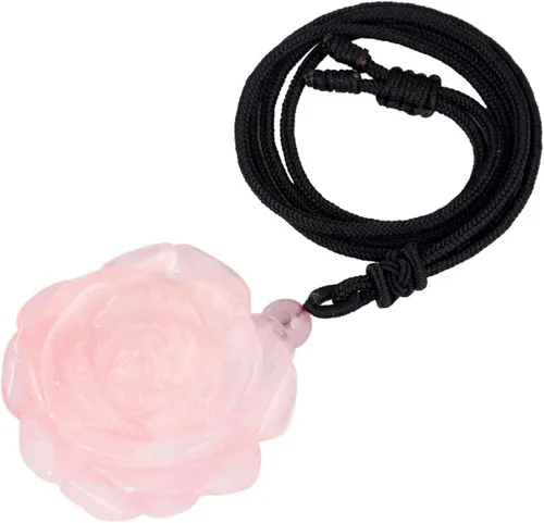 Vista 5 de Rockcloud - Collar con colgante de piedra de cristal natural en forma de flor, tallado a mano, para mujer