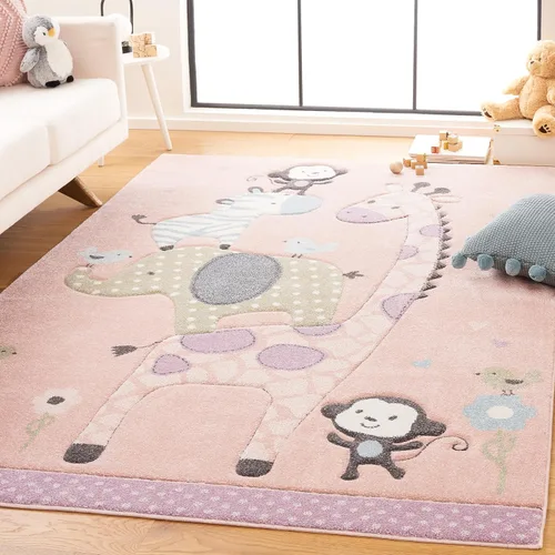 Vista 12 de SAFAVIEH Carousel Kids Collection - Alfombra decorativa de 2 x 3 pies, color marfil, diseño animal, no desprende pelusa y de fácil cuidado, ideal