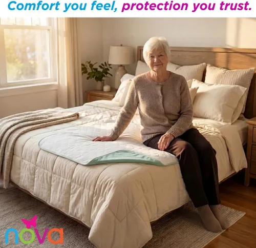 Vista 23 de NOVA Almohadilla interior impermeable reutilizable, capa superior suave 100% algodón, lavable para incontinencia y protector de colchón, súper