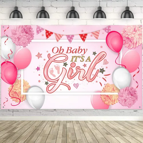 Vista 7 de Decoraciones para fiestas de baby shower Blulu, fondo grande de tela durable para fiestas de baby shower, fondo para cabina de fotos para fiestas