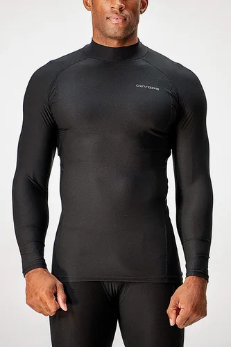 Vista 4 de DEVOPS Paquete de 3 camisas de compresión atléticas de manga larga con cuello alto para hombre