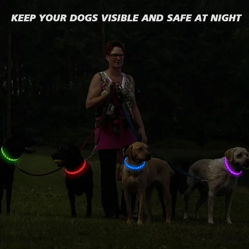 Vista 2 de Collar para perro LED multicolor, collar para perro recargable con 7 colores de luz intermitente, luces para perros que hacen que las mascotas sean