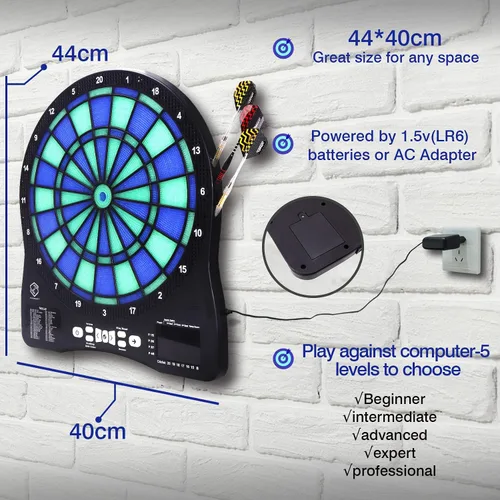 Vista 7 de Turnart Electronic Dart Board,13 inch Illuminated Segments Light Based Games Electric Dartboard for Adults Tested Tough Segment for Enhanced