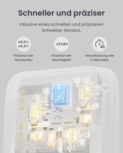 Vista 3 de Termómetro Higrómetro SwitchBot, Medidor de Humedad Interior Bluetooth para el Hogar, Sensor de Temperatura con Control de Aplicación, Gran Pantalla