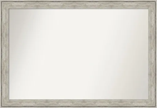 Vista 530 de Amanti Art Espejo de baño plateado para sobre el fregadero, 28 x 37 pulgadas, elegante espejo rectangular de peltre cepillado, marco de madera
