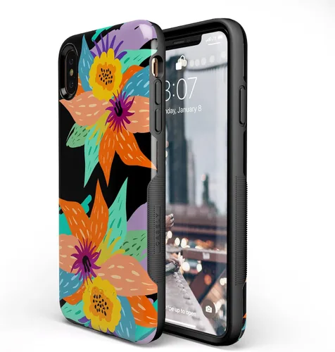 Vista 45 de Casely Funda para iPhone Xs Max Funda con estampado de festival (solo buenas vibraciones)