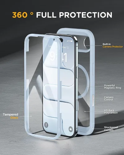Vista 614 de Miracase Serie de vidrio para iPhone 11 de 6.1 pulgadas, funda protectora de cuerpo completo resistente mejorada con protector de pantalla de vidrio