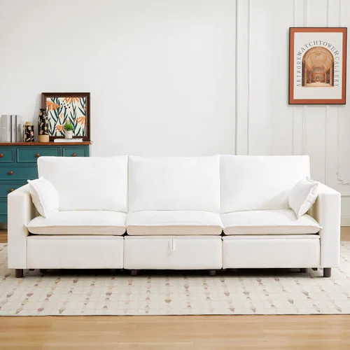 Vista 8 de GUEAPY Cloud Couch Sofá Reclinable Eléctrico - Sofás Seccionales Reclinables de Gran Tamaño Color Crema, Sofá/Sillón Reclinable Eléctrico Moderno