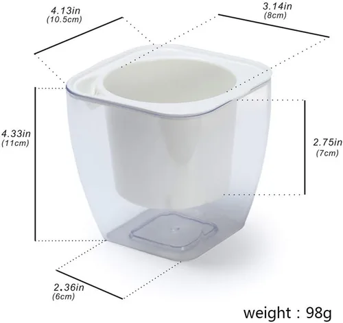 Vista 4 de FENGZHITAO - Maceta de riego automático, macetas de plástico transparente con riego automático, maceta cuadrada para todas las plantas de casa