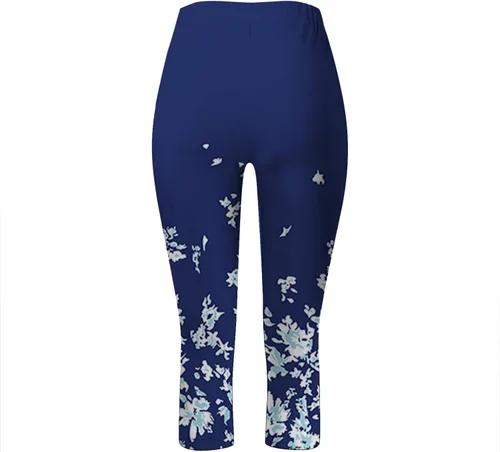 Vista 6 de Featur - Leggings de yoga recortados para mujer, cintura alta, pantalones capri elásticos con costuras de encaje, talla grande, pantalones