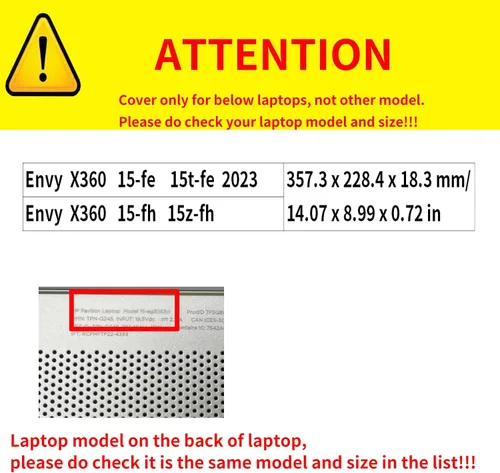 Vista 2 de Funda para portátil HP Envy X360 15-fe 15t-fe 15t-fe 15.6" 2 en 1 y Envy X360 15-fh 15z-fh [Do Check Model] Funda para computadora portátil Funda