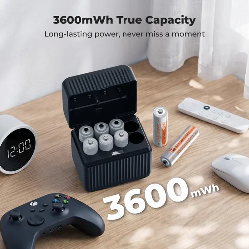 Vista 2 de K&F CONCEPT Paquete de 8 baterías recargables de litio AA con cargador