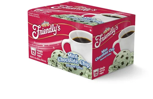 Vista 2 de Friendly's Cápsulas de café helado con sabor, compatibles con cafeteras Keurig K Cup (chips de chocolate menta, 12 unidades)
