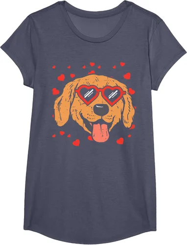 Vista 14 de Golden Retriever cara corazón gafas día de San Valentín perro regalo camiseta Negro