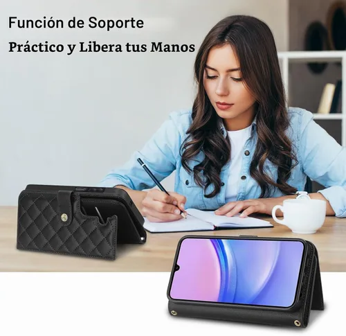 Vista 5 de Vofolen Funda para teléfono Samsung Galaxy A15 5G con tarjetero negro