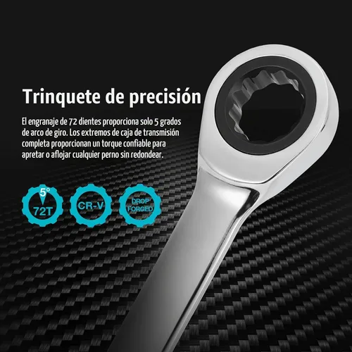 Vista 3 de DURATECH Llave de trinquete extra larga de 0.315 in, métrica, acero CR-V