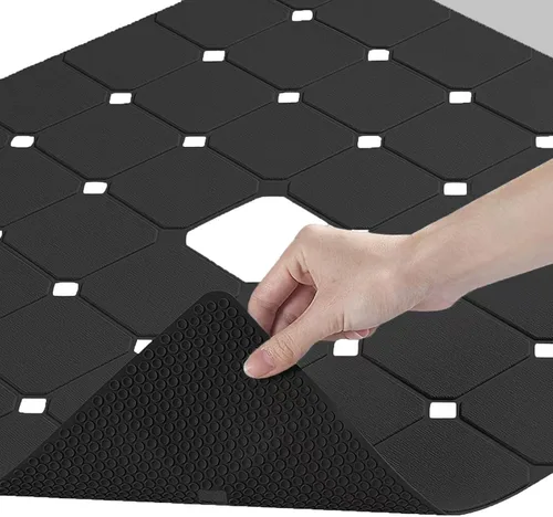 Vista 9 de Alfombra de ducha antideslizante de silicona suave e inodora, alfombra de bañera antideslizante sin ventosas para bañeras reacabadas, reglaseadas