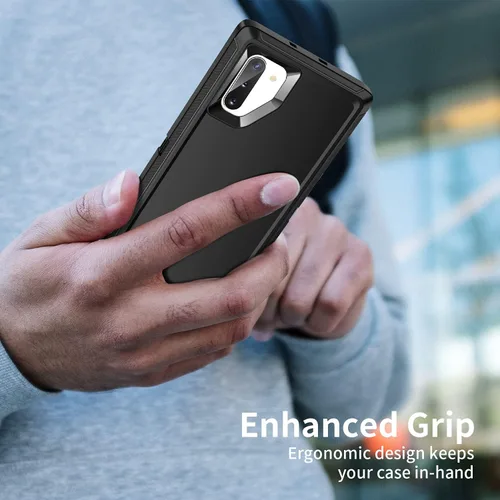 Vista 5 de Funda para Galaxy Note 10 Plus, a prueba de golpes, a prueba de caídas, a prueba de polvo, protección de cuerpo completo de 3 capas, funda rígida
