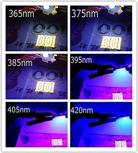 Vista 3 de 10pcs 3W UV púrpura LED ultravioleta bombillas lámpara chips 365nm 375nm 385nm 395nm 405nm 420nm luz de alta potencia (3W 365NM con 20MM PCB)