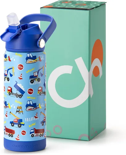 Vista 34 de Botella de Agua Choco Mocha para Niños para la Escuela, Botella de Agua Aislada para Niños de Acero Inoxidable para Niños, 14 Oz Camión Monstruo