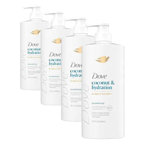 Vista 14 de Dove Champú de coco e hidratación para cabello seco con tecnología de cuidado de bio-proteínas y aceite de coco, 28 onzas líquidas