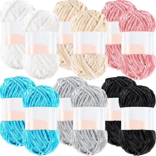 Vista 16 de Xinnun 12 madejas 1116 yardas hilo de felpilla de terciopelo suave grueso de felpa a granel para crochet tejer manta manualidades DIY tejido, 6mm