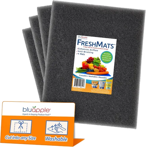 Vista 12 de Bluapple FreshMats, forro para contenedor de refrigerador, tapetes para cajón de refrigerador, forro extensor de vida útil del cajón para verduras