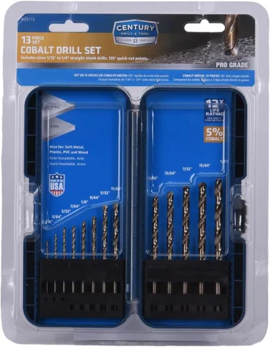 Vista 4 de Century Drill & Tool 26713 Juego de brocas de cobalto de grado profesional, 13 piezas