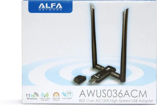 Vista 3 de ALFA Network AWUS036ACM Adaptador USB Wi-Fi inalámbrico de banda dual AC1200 de largo alcance y amplia cobertura con antena externa de alta