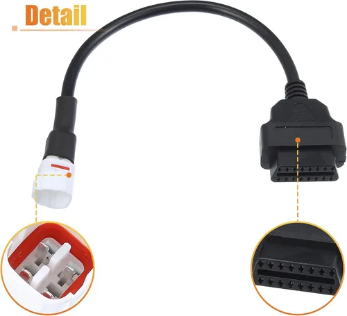 Vista 6 de X AUTOHAUX 4 Pin al cable adaptador de diagnóstico del cable de OBDII para el escáner de la motocicleta OBD2