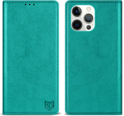 Vista 30 de ZZXX Funda tipo cartera para iPhone 13 con bloqueo RFID, soporte de ranura para tarjetas, funda protectora de cuero magnético fuerte plegable