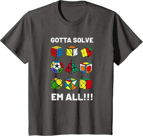 Vista 33 de Competitive Puzzle Cube Gotta Solve Em All Speed Cubing T-Shirt Asphalt Grey