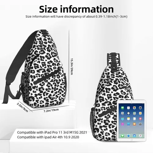 Vista 2 de Mochila cruzada para hombres y mujeres, bolsa de pecho, bolsa de hombro, una correa, mochila de viaje para senderismo, Leopardo de nieve, Mochilas