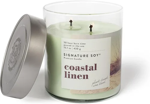 Vista 3 de Vela perfumada con tapa de Coastal Linen de Signature Soy Lino costero