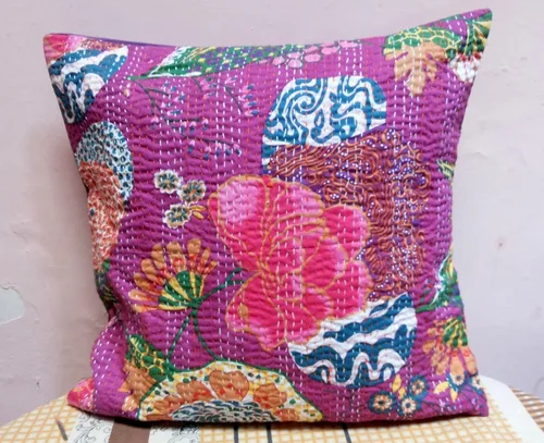 Vista 22 de Funda decorativa chic bohemia hippie para sofá, funda de almohada hecha a mano con frutas Kantha, de algodón, fundas de almohada bohemias