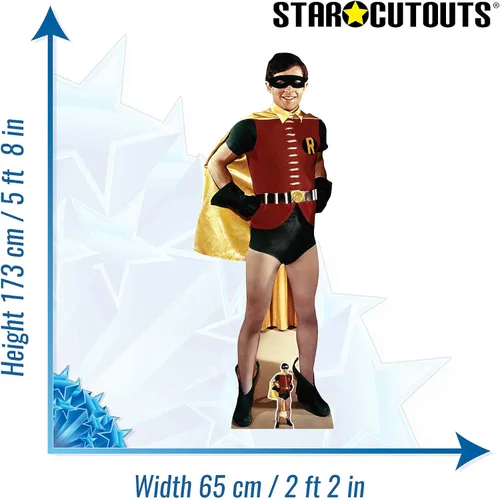 Vista 3 de STAR CUTOUTS SC1662 Robin 1966 Burt Ward Lifesize - Decoración de fiesta de superhéroes retro, Robin Retro