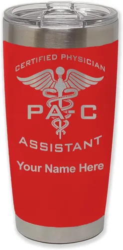 Vista 33 de LaserGram Vaso aislado al vacío de 20 onzas, asistente médico certificado PA-C, grabado personalizado incluido (negro)