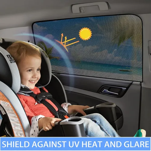 Vista 2 de ZATOOTO Sombras de Coche para Ventanas Traseras para Bebé, Sombras de Ventana de Coche de Malla Magnética Sombra Solar para Ventana de Coche