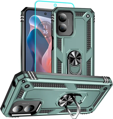 Vista 21 de HNHYGETE Funda para Motorola Edge 2025 con protector de pantalla: soporte giratorio de grado 360° (antideslizante) protección contra caídas y golpes