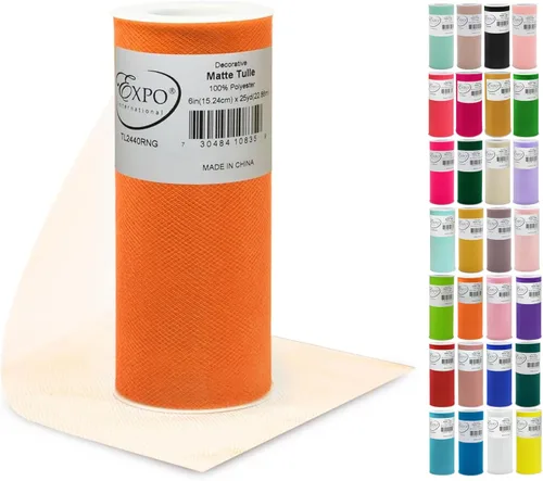 Vista 10 de Expo International Tul mate decorativo, tela de tul de poliéster ligero para tutús, disfraces y decoraciones de fiestas, lavable, fácil de usar, 6