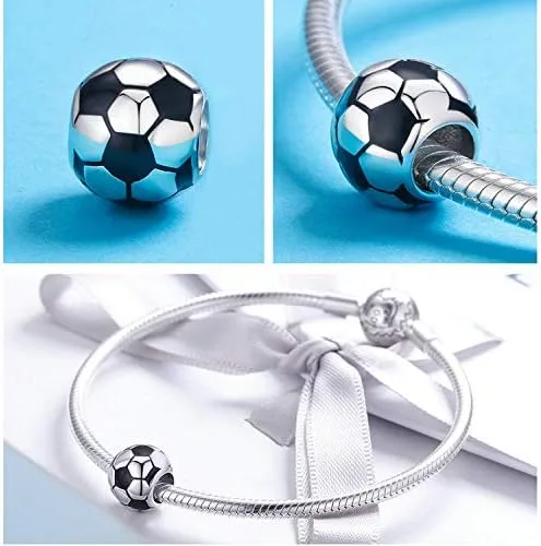 Vista 6 de Abalorios de fútbol de plata de ley 925 para pulsera Pandora, Plata esterlina