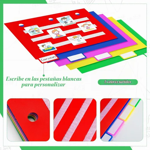 Vista 3 de Zhanmai 10 unidades de libros de comunicación separadores de carpetas de colores, herramientas pequeñas para programación visual, tarjetas de fotos