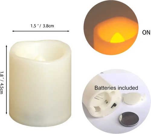 Vista 2 de CANDLE CHOICE Velas votivas sin llama que funcionan con pilas con temporizador, pequeñas luces LED con temporizador de ciclo diario automático