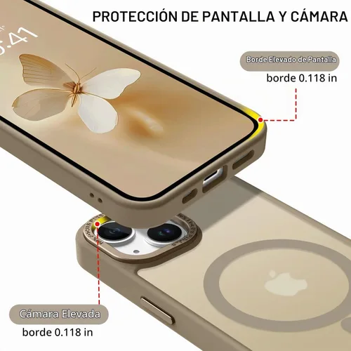 Vista 6 de BENTOBEN Funda magnética para iPhone 14 Plus, compatible con MagSafe, translúcida mate, esmerilada, delgada, ligera, a prueba de golpes, para Marrón