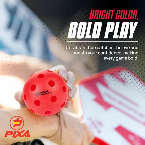 Vista 5 de PIXA Titan Pro 26 - Pelota de pickleball para interiores, aprobada por USAPA, nueva durabilidad mejorada, rebote constante, color rojo rally, Rojo